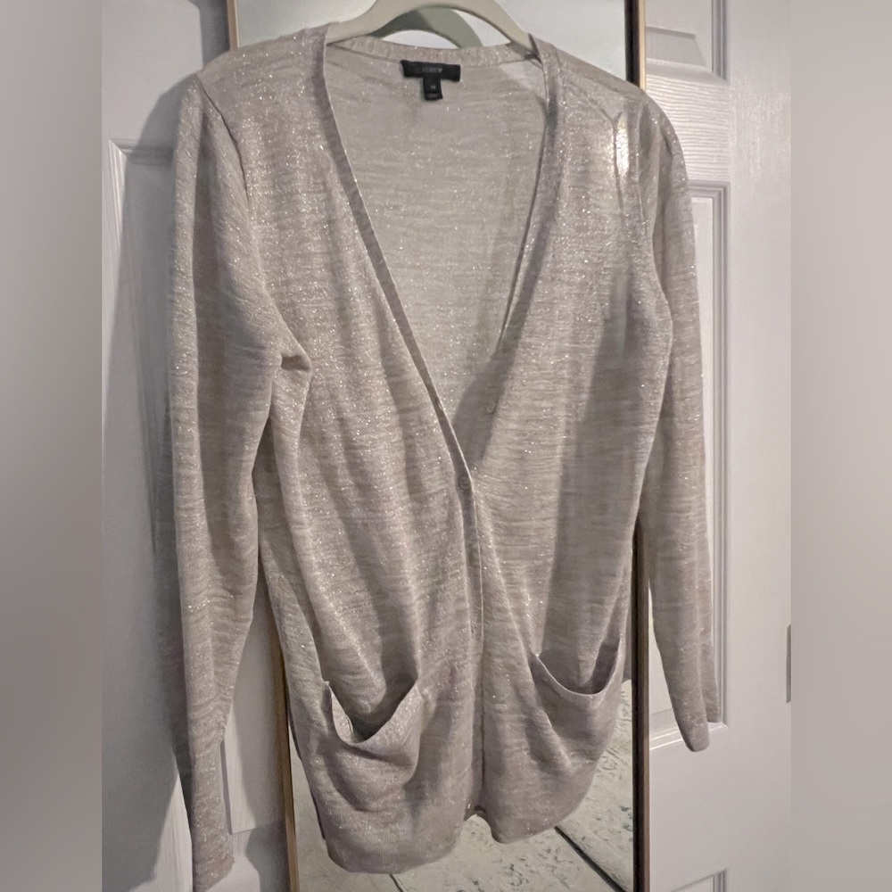 JCrew XS Cardigan - silver/gold delicate fabric (circa 2012)